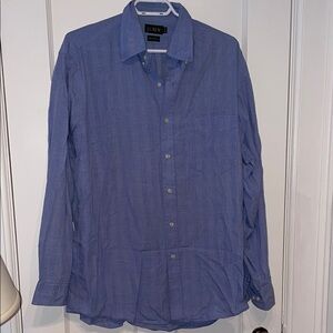 Vintage J. Crew Men's Blue Plaid Dress Shirt